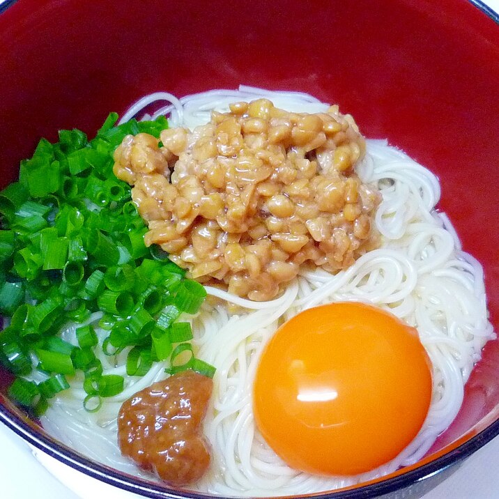 醤油糀納豆釜玉風にゅうめん